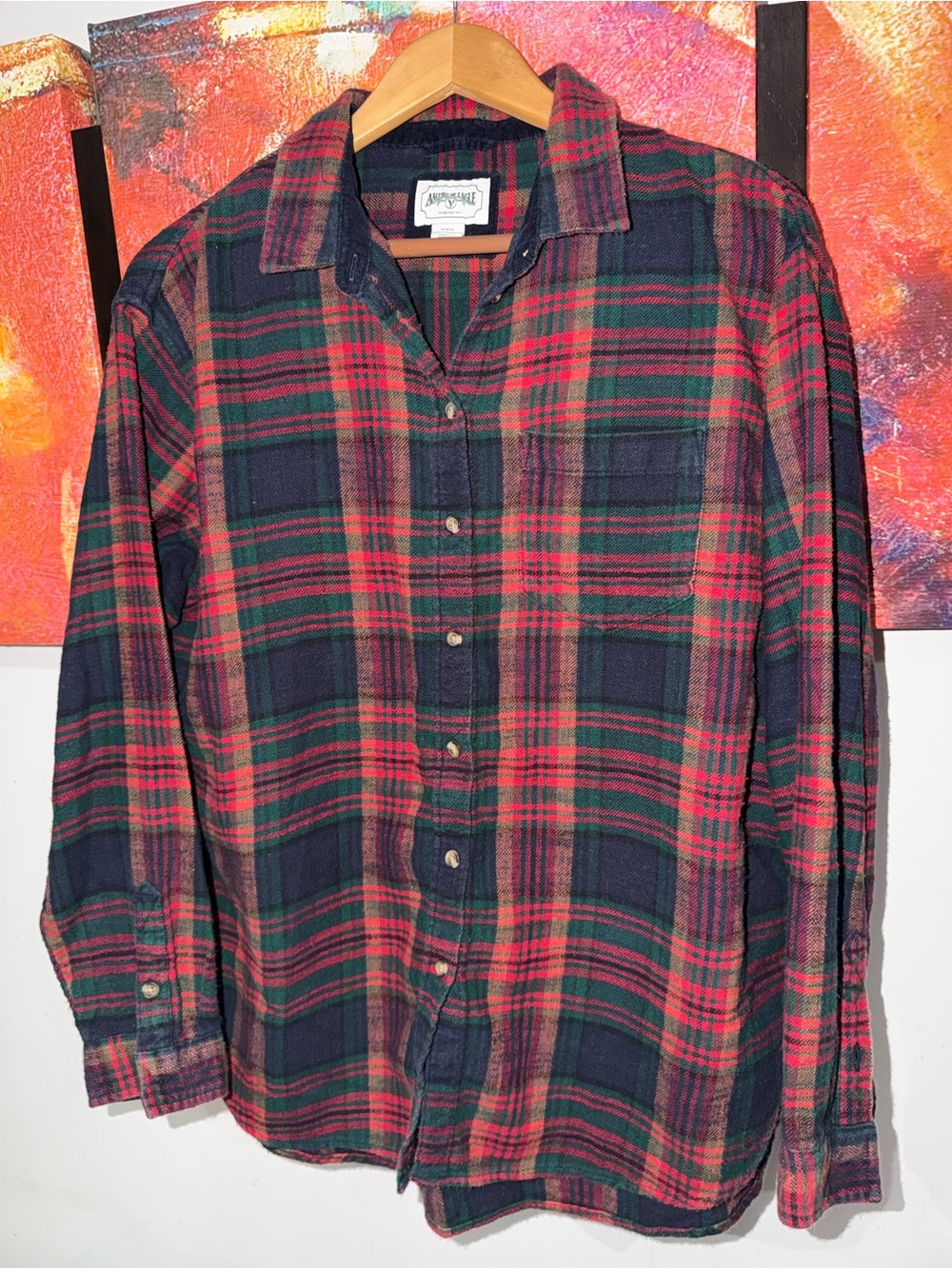 AE Oversized Flannel Shirt. Size: M (100% Cotton)